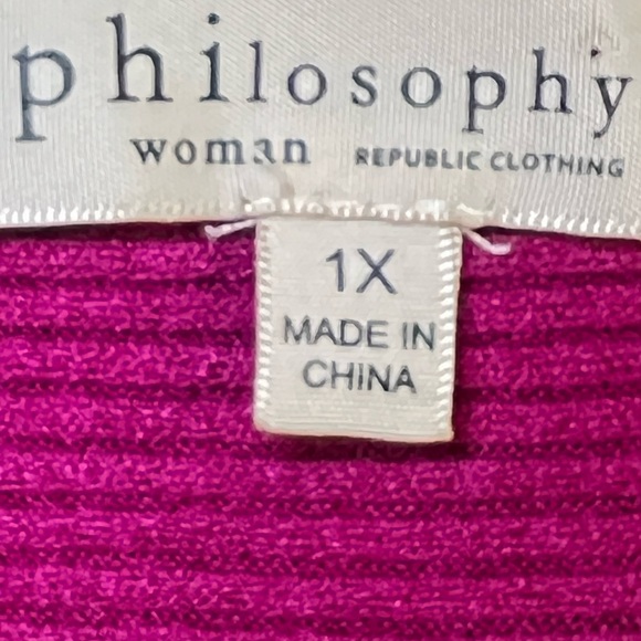 Philosophy Women’s Dolman Sleeve Sweater with Ribbed Chevron Design 1X - Picture 10 of 13